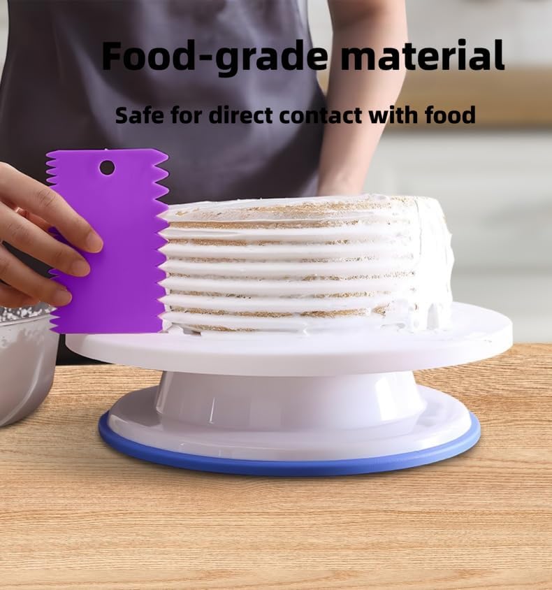 LSGZJZY Cake Decorating Scraper Set, 6 Piece Plastic Icing Smoother Tools, Serrated and Flat Edge Dough Scrapers for Baking, Pastry, Bread, Pizza, 2.95-4.81 Inch (white) - Image 4